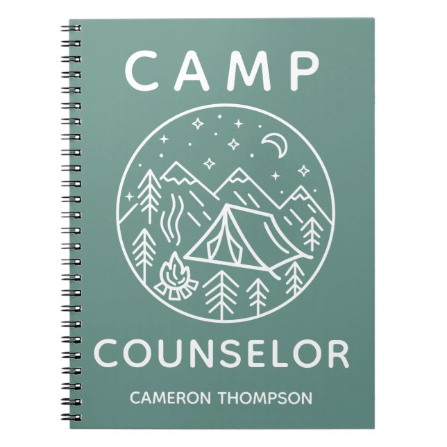 Green Personalised Summer Camp Counsellor Notebook (Front)
