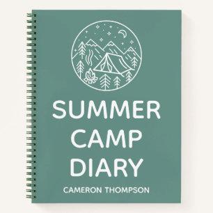 Green Personalised Summer Camp Diary Notebook