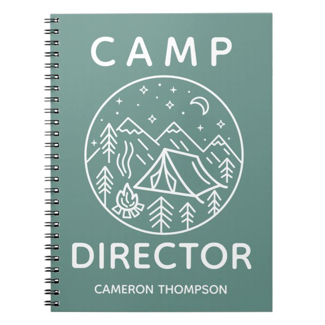 Green Personalised Summer Camp Director Notebook (Front)