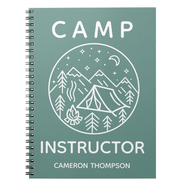Green Personalised Summer Camp Instructor Notebook (Front)