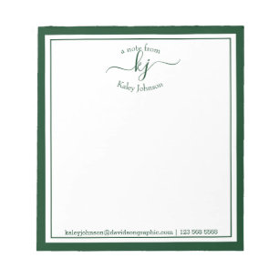 Green Personalized Name   From The Desk Of Notepad