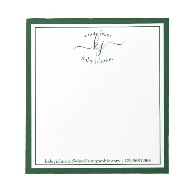 Green Personalized Name | From The Desk Of Notepad (Front)