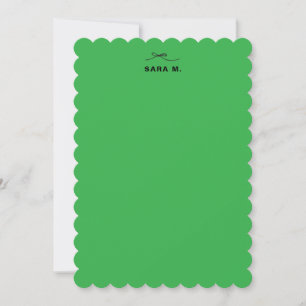Green Personalized Note Card with Bow and Name
