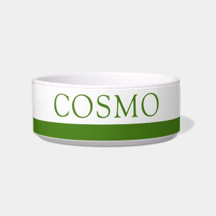 Green Personalized Pet Name Cat Dog Food Bowl