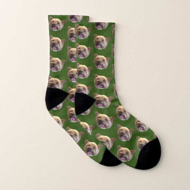 Green Personalized Pet Photo Keepsake Memory Socks (Pair)