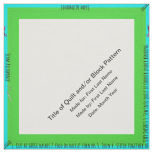 Green Personalized Simple Quilt Label Corner Fabric