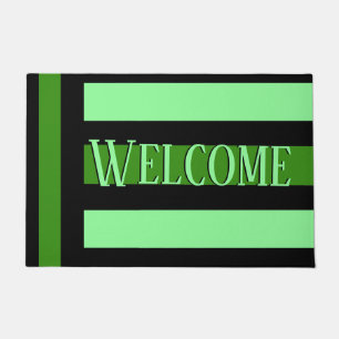 Green Perspective Bold Line Art Welcome Doormat
