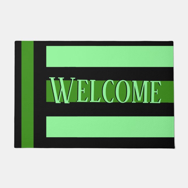 Green Perspective Bold Line Art Welcome Doormat (Front)
