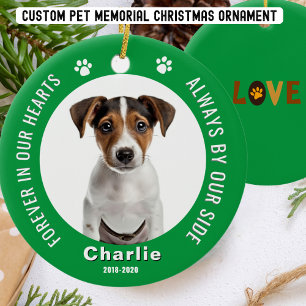 Green Pet Memorial Christmas Photo Ornament