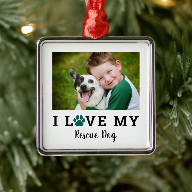 Green Pet Paw Print Custom Dog Breed Photo Metal Tree Decoration (Tree)