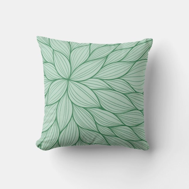 Green Petal Watercolor Pillow (Front)