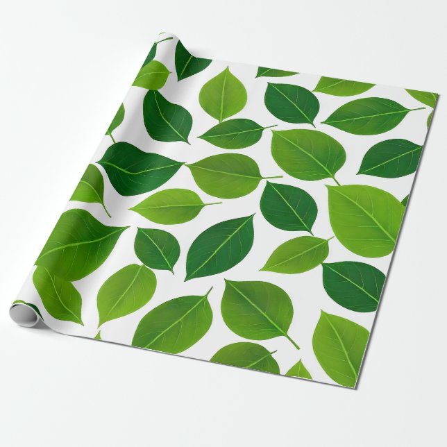 Green Petal Wrapping Paper (Unrolled)