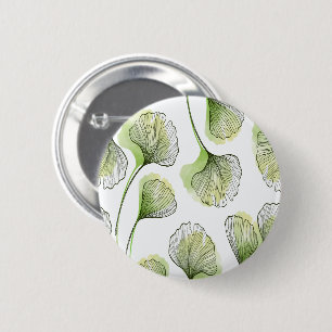 Green petals 6 cm round badge