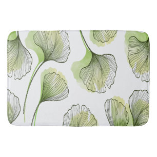 Green petals bath mat