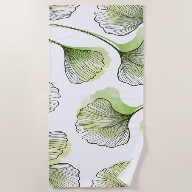 Green petals beach towel (Front)