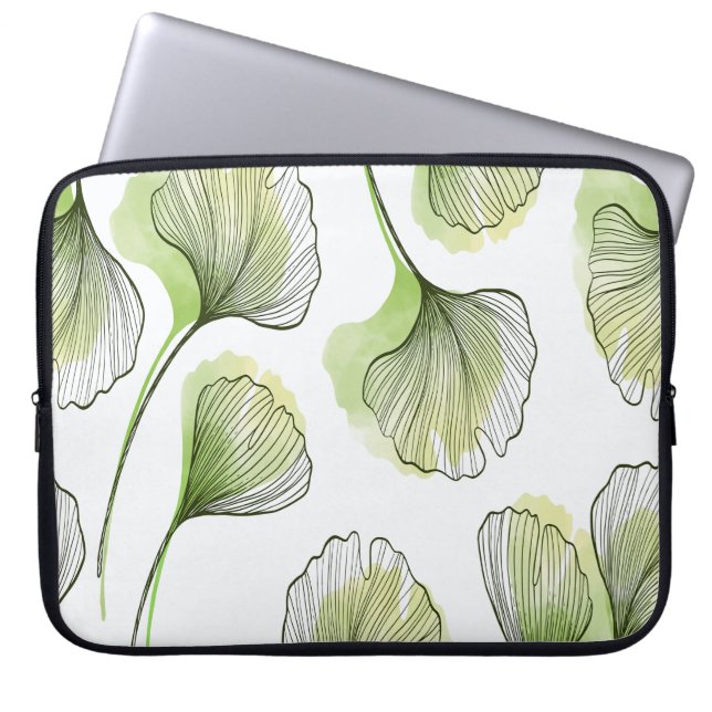 Green petals laptop sleeve (Front)