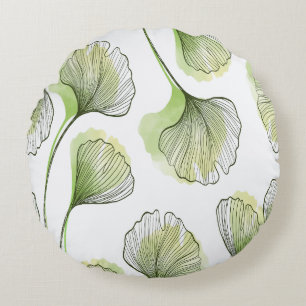 Green petals round cushion