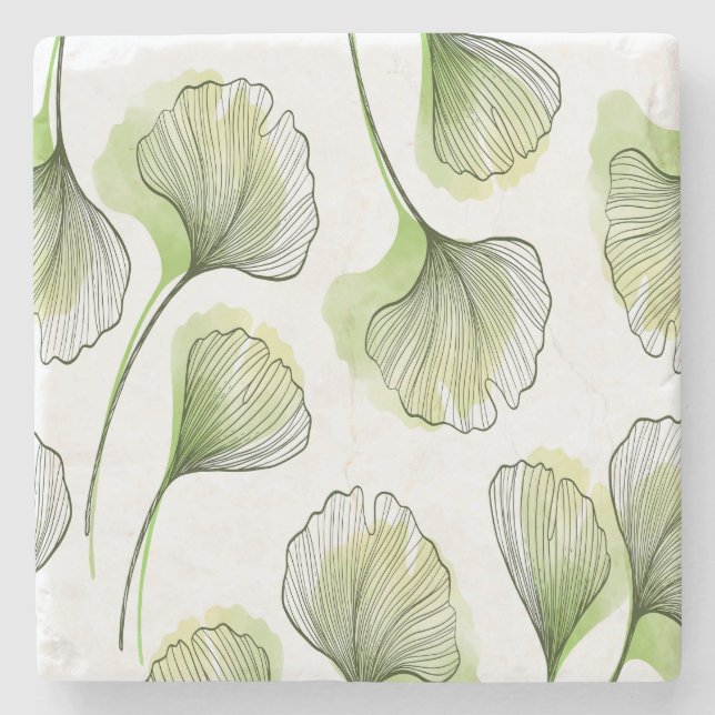 Green petals stone coaster (Front)