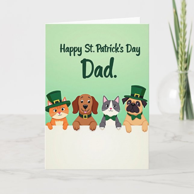 Green Pets St Patricks Day Card (Front)