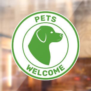 Green Pets Welcome With Cute Dog Head Silhouette