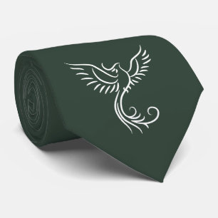 Green Phoenix Mystical Bird Rising Myth Tie