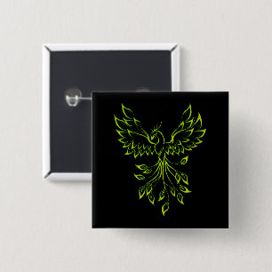 Green Phoenix Rises on Black 15 Cm Square Badge
