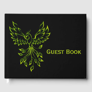 Green Phoenix Rises on Black Guest Book
