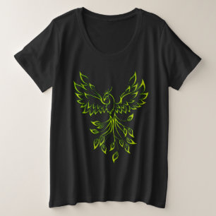 Green Phoenix Rises on Black  Plus Size T-Shirt