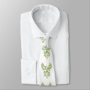 Green Phoenix Rises on White Tie
