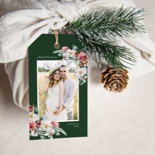 Green Photo Christmas Botanical Gift Tag