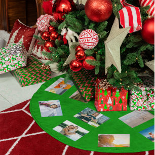 Green Photo Collage Brushed Polyester Tree Skirt