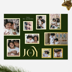 Green Photo Collage Modern Christmas Gold JOY