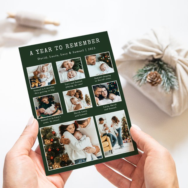 Green Photo Collage Modern Holiday Card (Creator Uploaded)