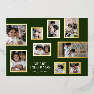 Green Photo Collage Modern Merry Christmas Gold