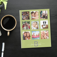 Green photo collage monogram modern diary