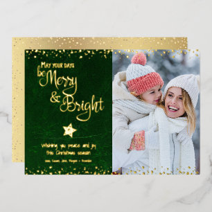 Green Photo Days Be Merry Bright Script Real Gold