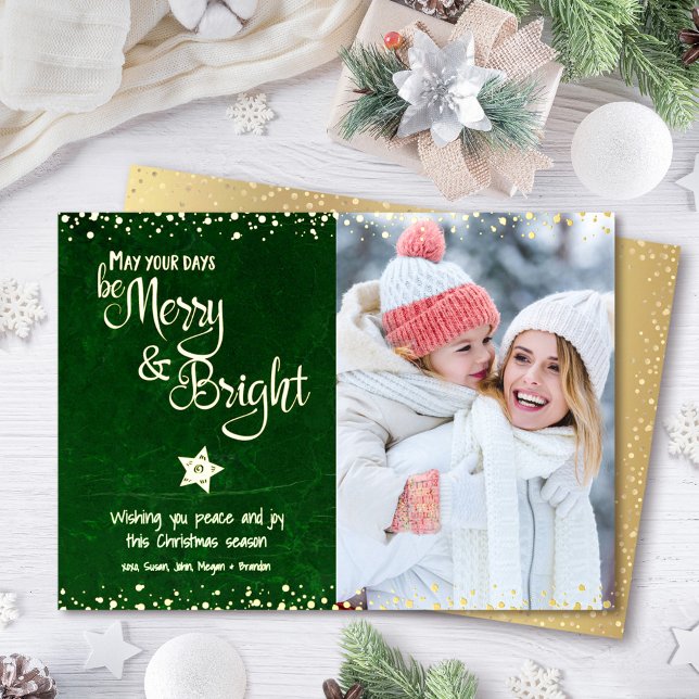 Green Photo Days Be Merry Bright Script Real Gold (Creator Uploaded)