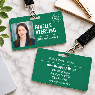Green Photo Employee Logo Security ID Badge
