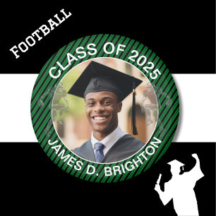 Green Photo Football Graduation Magnet