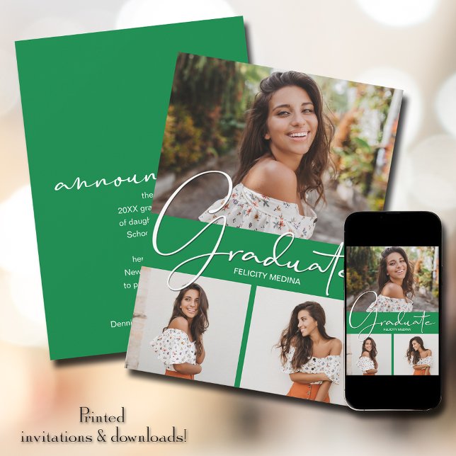 Green Photo Graduation Announcement (Creator Uploaded)