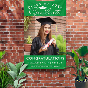 Green Photo Graduation Congrats 2026 Graduate  Banner