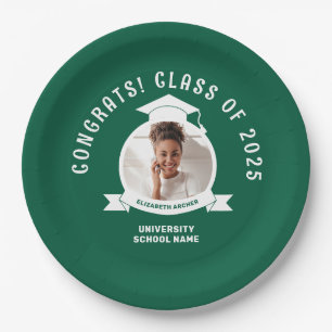 Green Photo Graduation Paper Plate