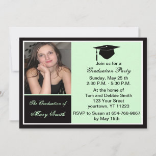 Green Photo Graduation Party Invitation