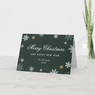 Green Photo Snowflake Christmas New Year Card