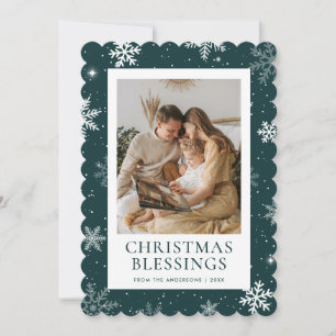 Green Photo Snowflake Snow Christian Holiday Card