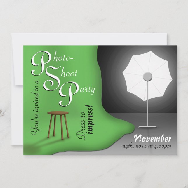 Green Photoshoot Party Invitations (Front)