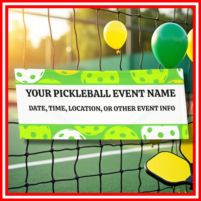 Green Pickleball Birthday Party Modern Outdoor Banner (Green Pickleball Birthday Party Modern Outdoor Banner)