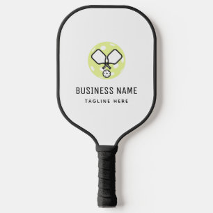 Green Pickleball Logo Business Name & Custom Text Pickleball Paddle