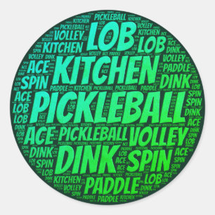 Green Pickleball Typography Sticker
