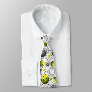 Green Pickleballs with Abstract background Tie